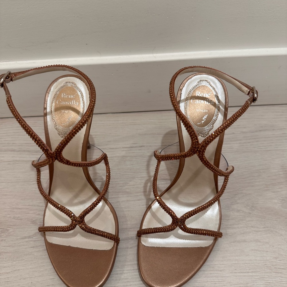 Rene Caovilla Bronze Strappy Sandals